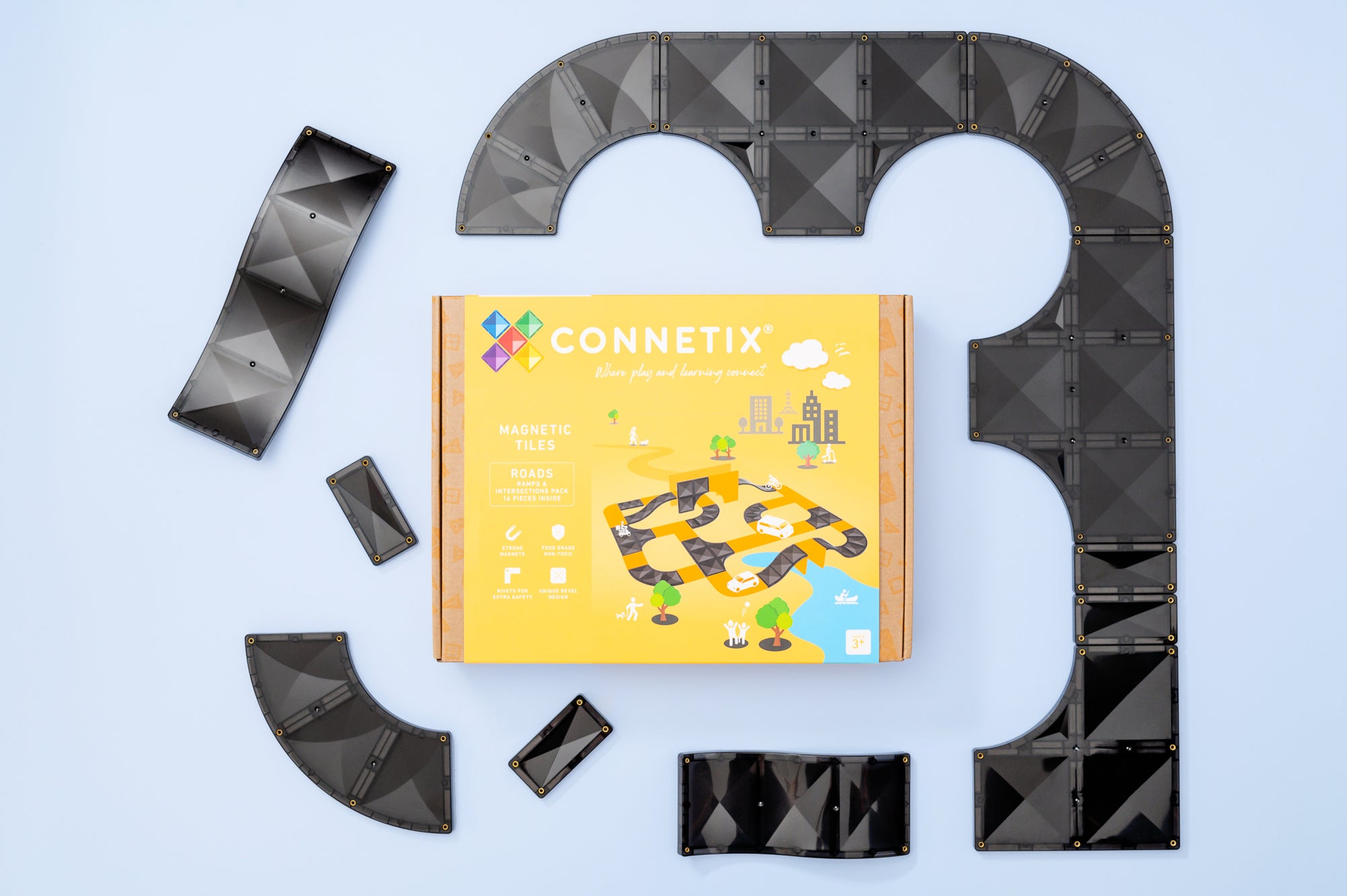 Connetix Magnetbausteine "Roads Rampen & Kreuzungen " 16-teilig