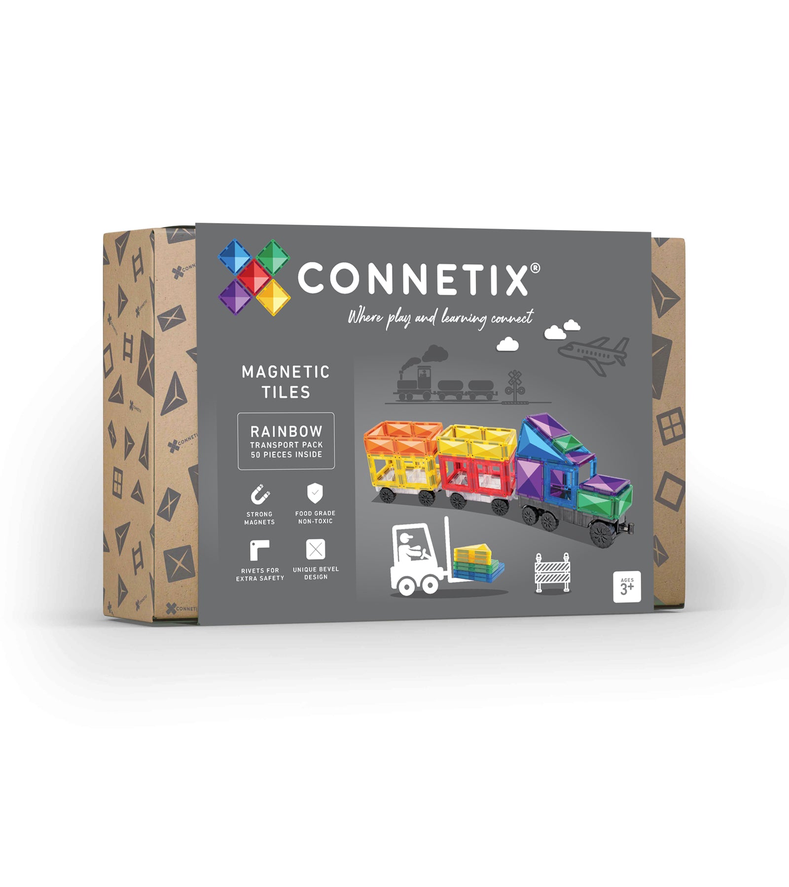 Connetix Magnetbausteine "Rainbow Transport Pack" 50-teilig