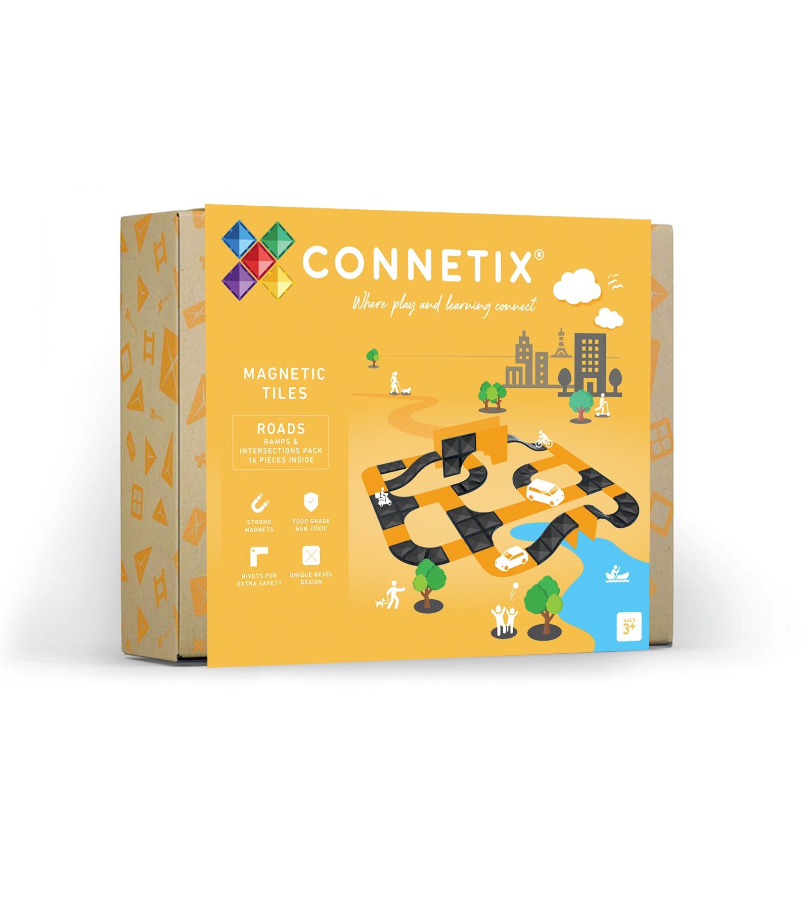 Connetix Magnetbausteine "Roads Rampen & Kreuzungen " 16-teilig