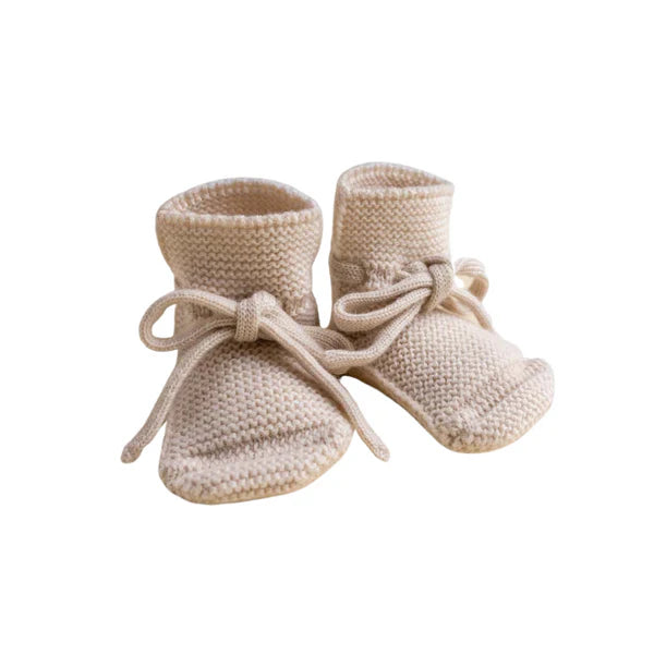 Hvid Baby Strickschuhe Cream