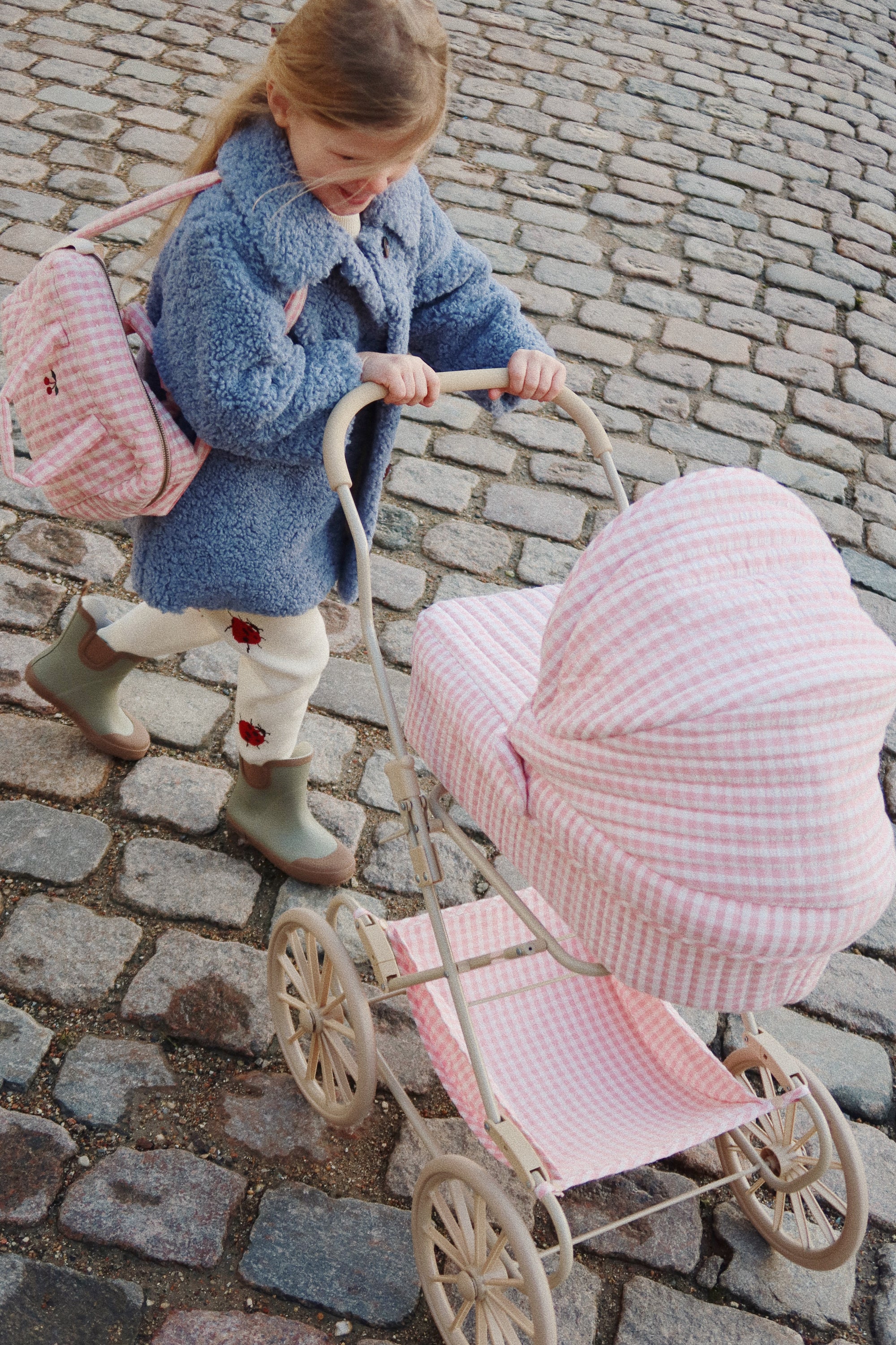 Konges Sløjd Puppen-Kinderwagen "Doll Pram Powder Pink Check"