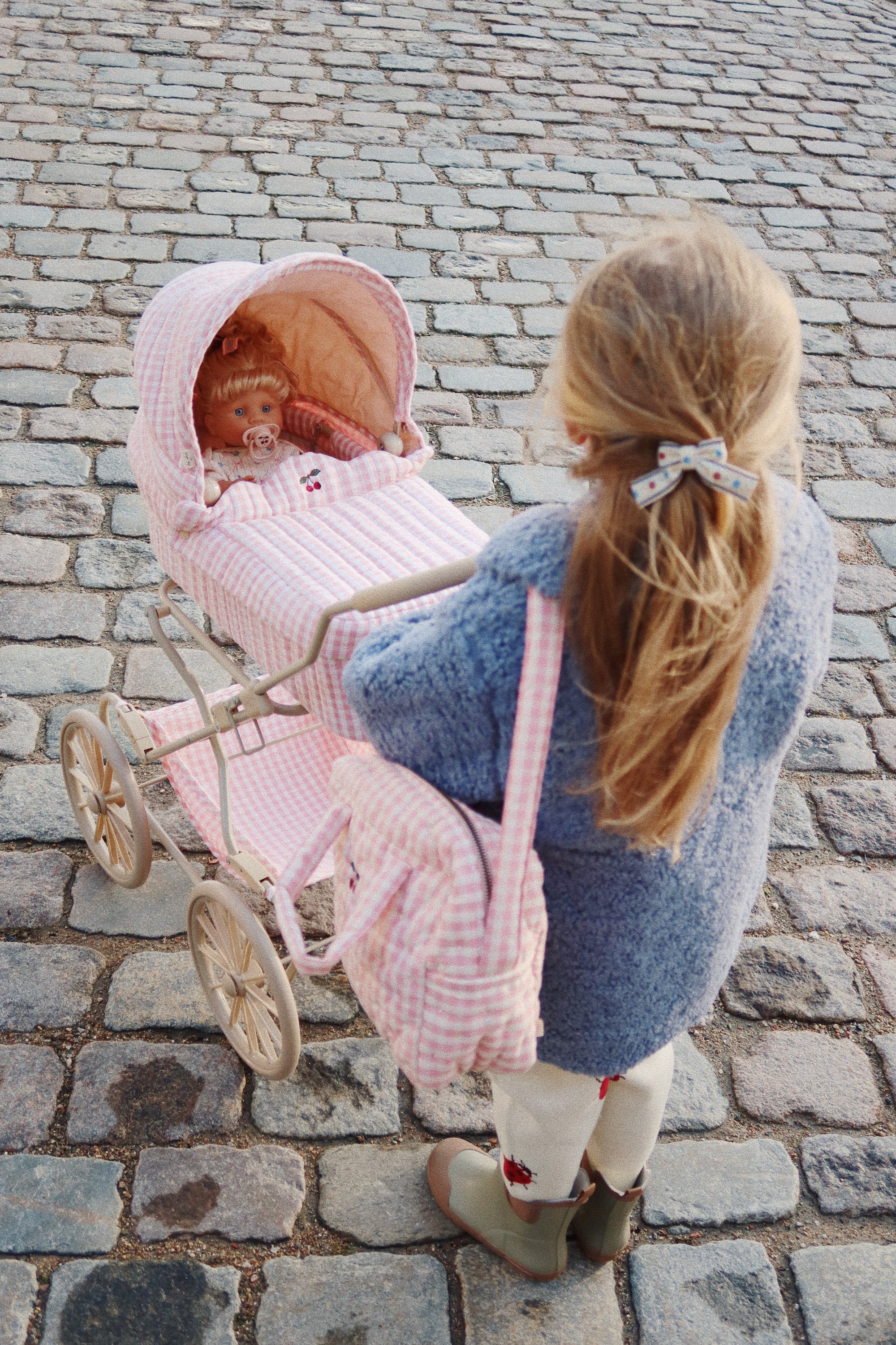 Konges Sløjd Puppen-Kinderwagen "Doll Pram Powder Pink Check"