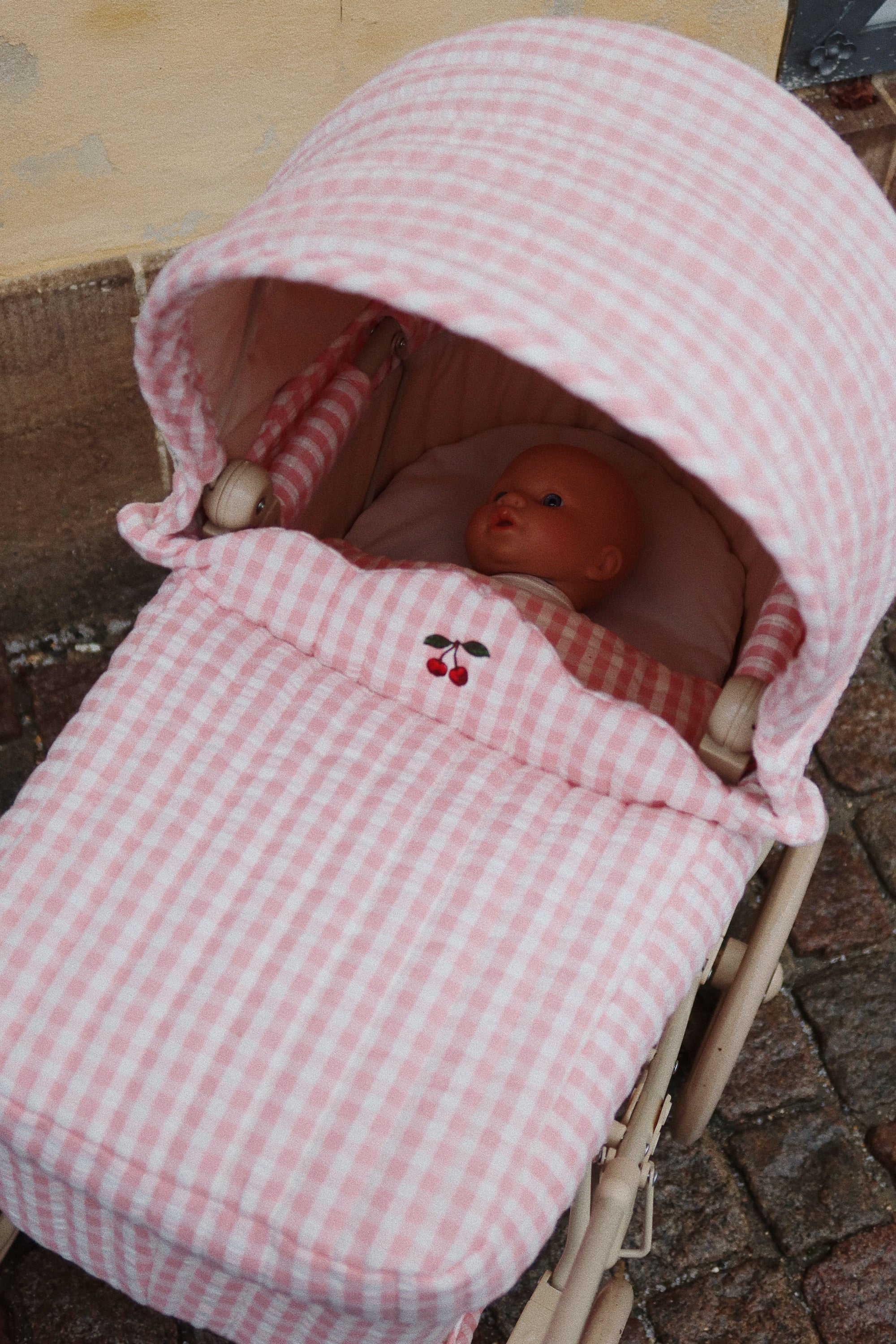 Konges Sløjd Puppen-Kinderwagen "Doll Pram Powder Pink Check"