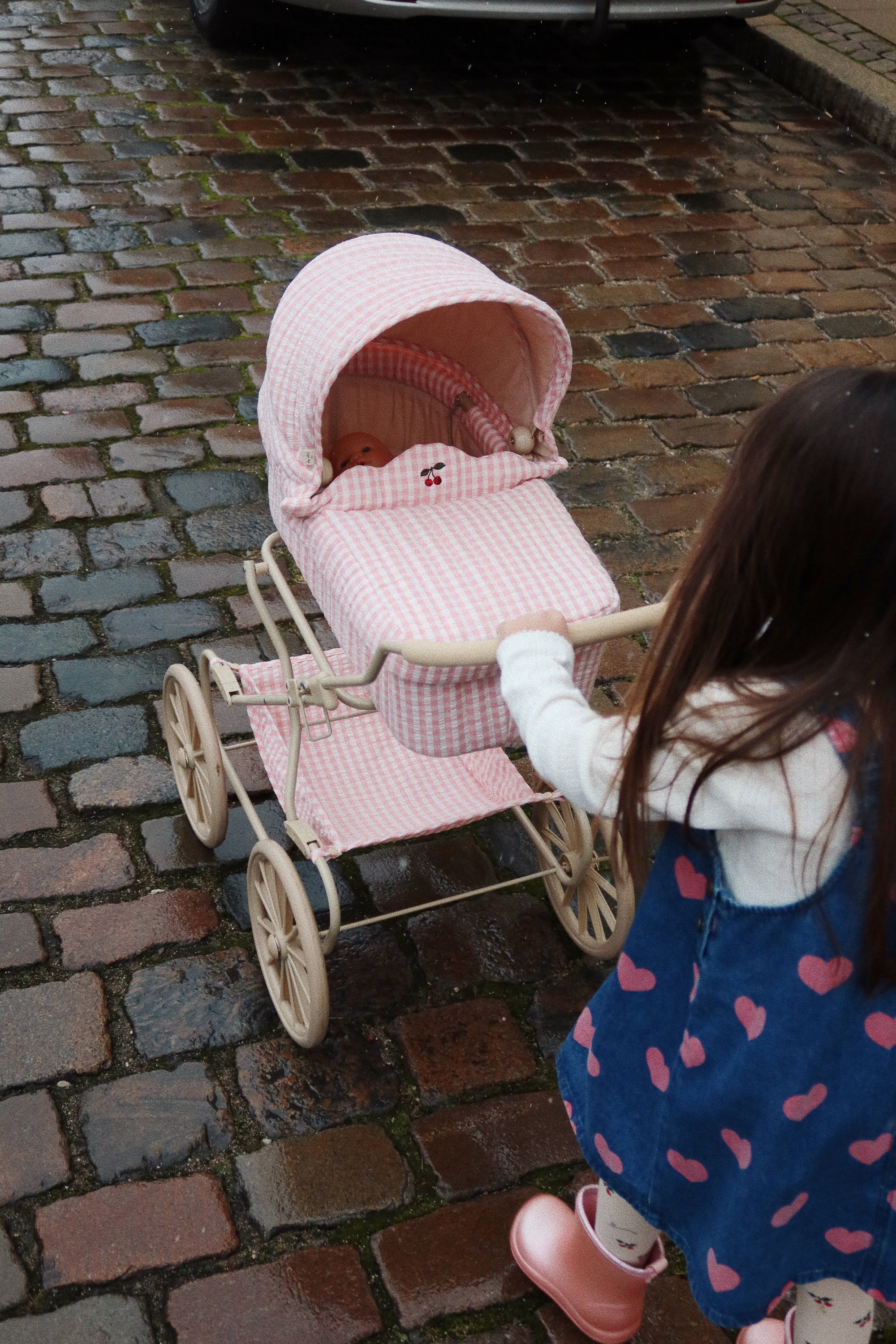 Konges Sløjd Puppen-Kinderwagen "Doll Pram Powder Pink Check"